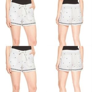GAP white linen embroidered drawstring shorts